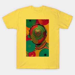 Abstract Mask Red Gold Green T-Shirt